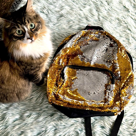 🤩Style Lab Magic Sequin Backpack in Gold ✨and Silver🪩 - Picture 4 of 13